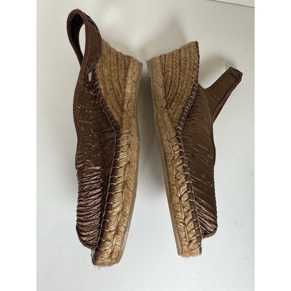 Azura Jeanette Espadrille Gold Slingback Open Toe Wedge Spain EU 39 US 8 - Picture 5 of 9
